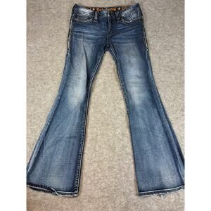 Rock Revival Flared Jeans Womens Size 30 Blue Denim Mid Rise Bell Bottom Bratz